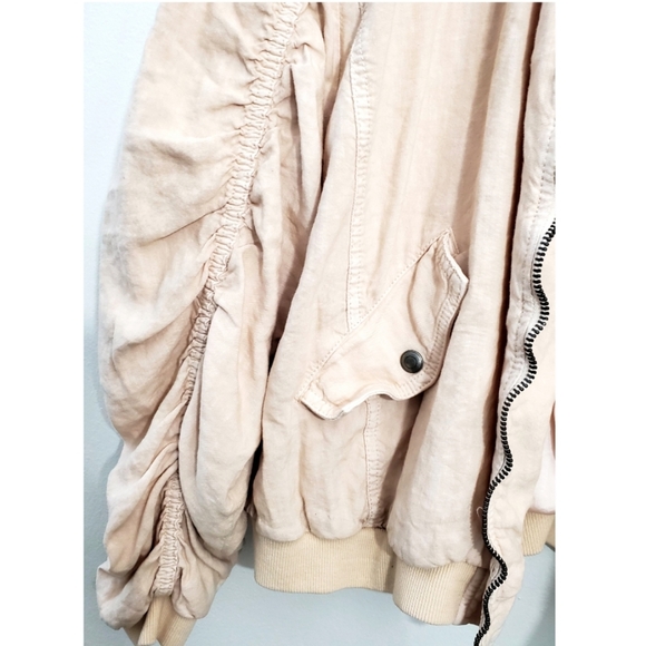 Free People Natural Pink Rouched Bomber Jacket - Picture 8 of 8